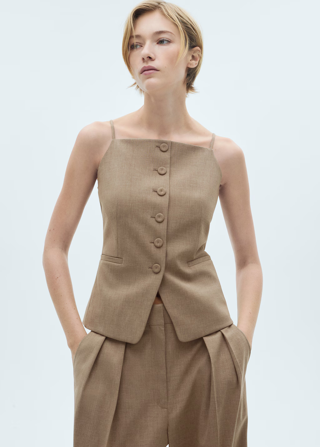 Karierte Anzugweste aus Woll-Mix - Damen | MANGO Deutschland | Mango EU