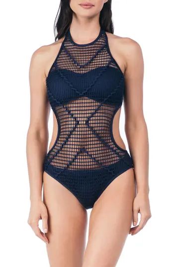 Women's Kenneth Cole New York Wrapped In Love One-Piece Swimsuit, Size Small - Blue | Nordstrom