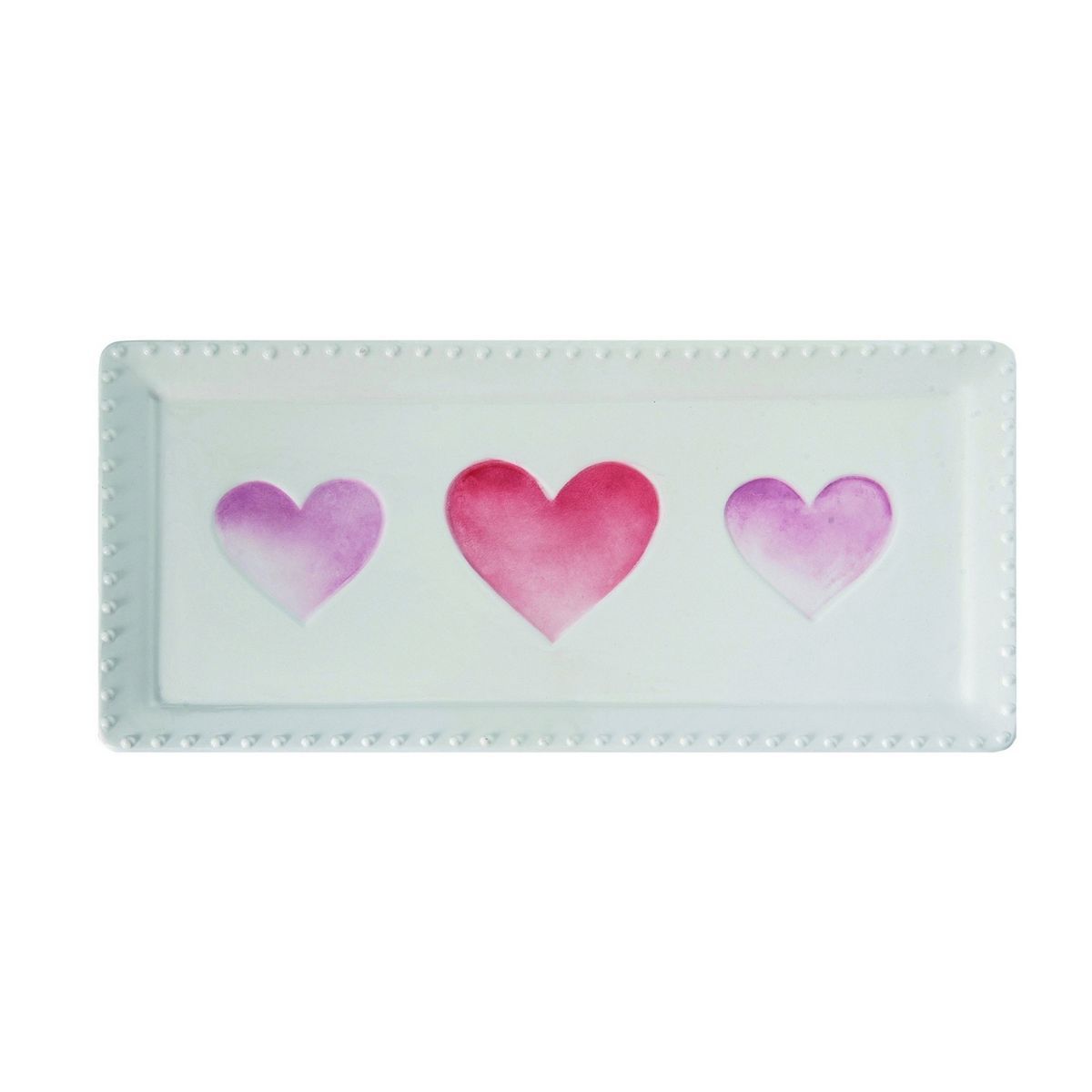 Transpac Dolomite 15.25 in. Valentines Watercolor Heart and Hobnail Platter | Target