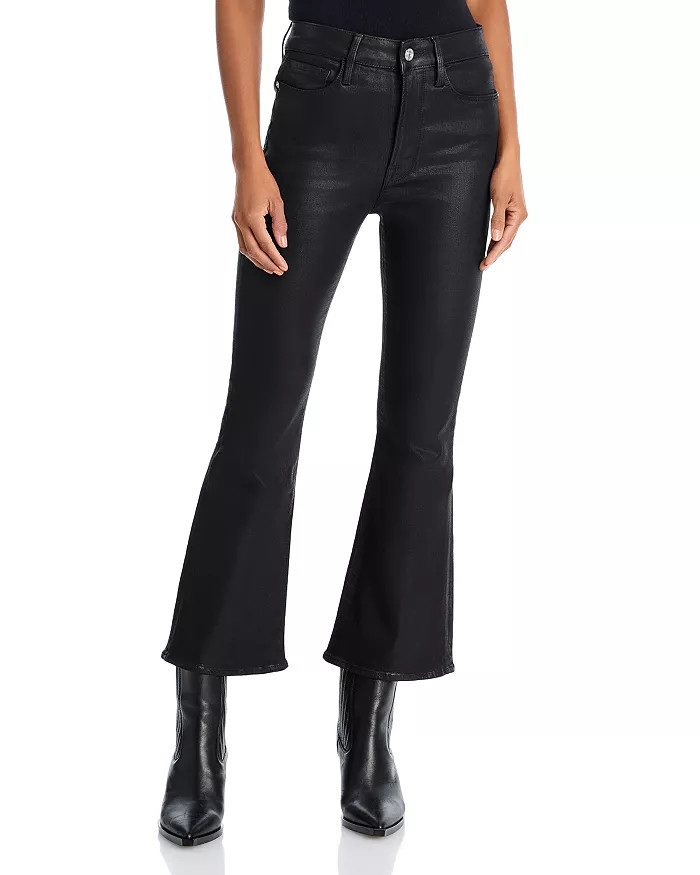 Le Crop Flared Jeans in Noir Coated | Bloomingdale's (US)