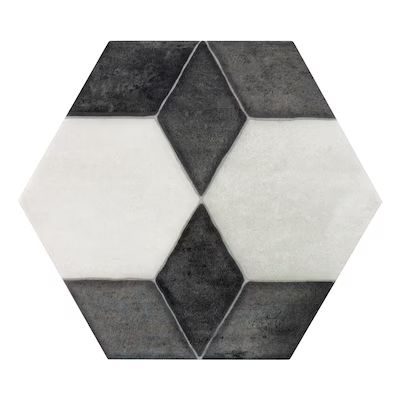 Boutique Ceramic Starfire White and Black 6-in x 6-in Multi-Finish Porcelain Patterned Floor and ... | Lowe's