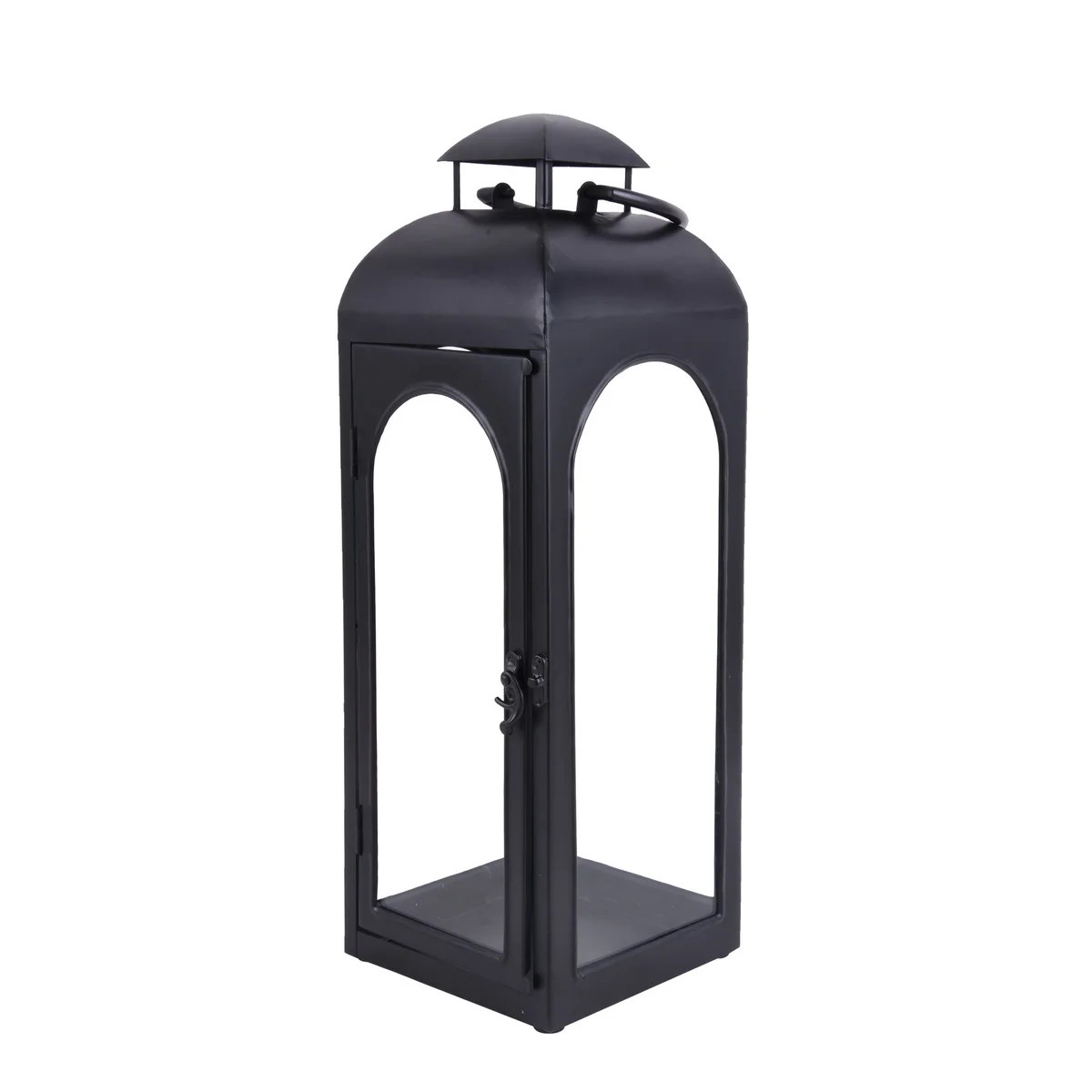 Better Homes & Gardens 18" Decorative Black Metal Pillar Candle Holder Lantern, Medium | Walmart (US)