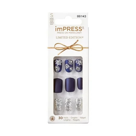 KISS imPRESS Limited Edition Holiday Short Squoval Press-On Nails Blue 30 Pieces | Walmart (US)