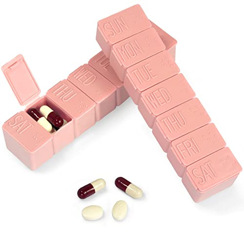 Pill Organizer-Pill Boxes for Travel, 7 Day with Braille Pill case Vitamins Fish Oil Supplements,... | Amazon (US)