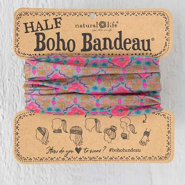 Natural Life Half Boho Bandeau Headband and Accessory in Grey Pink Stamp
            
           ... | Glik's