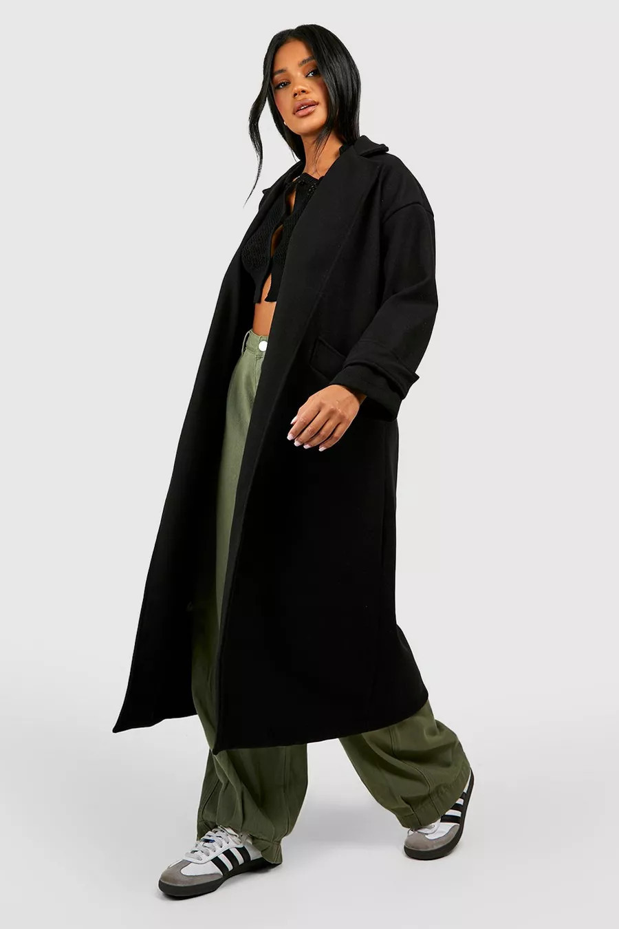 Wool Look Longline Coat | boohoo (US & Canada)