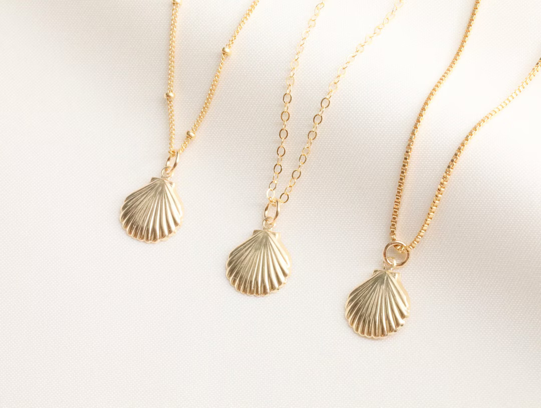 14k Gold Filled Dainty Shell Necklace Delicate Shell - Etsy | Etsy (US)