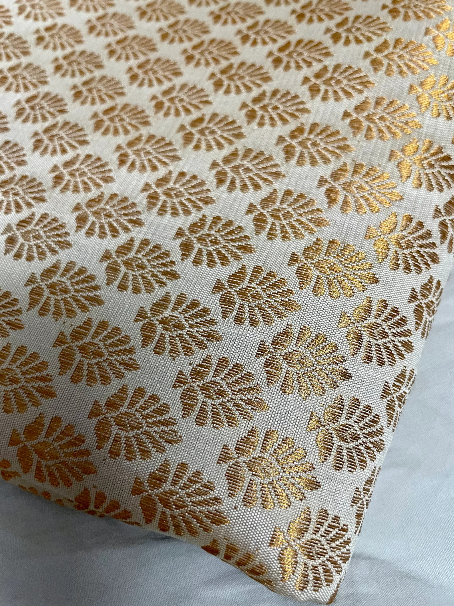 White Gold Indian Brocade Fabric by the Yard for DIY Craft - Etsy | Etsy (US)