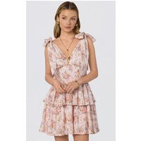 ASTR the Label | Ainlay Floral Tiered Mini Dress in Blush multi floral |  Size XL | ASTR The Label (US)