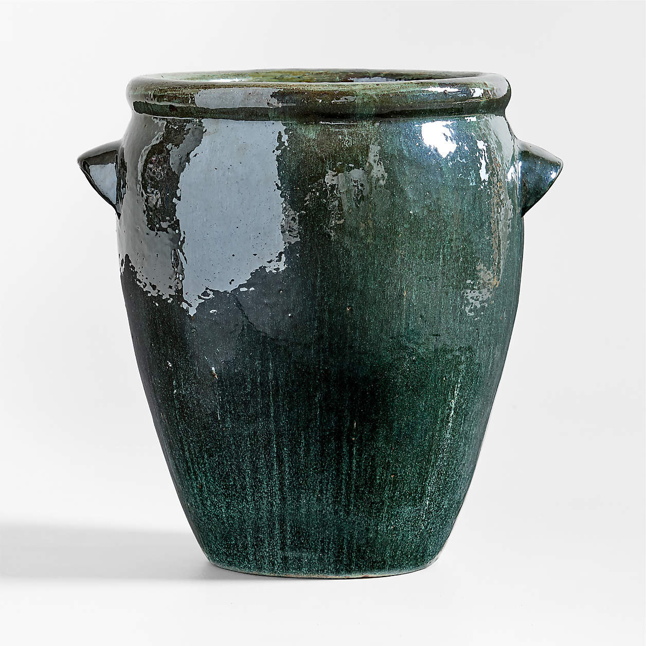 Veneto 21"x16.5" Green Ceramic Indoor/Outdoor Planter | Crate & Barrel | Crate & Barrel