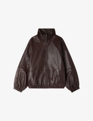 Zipped Funnel-Neck Leather Jacket | Selfridges