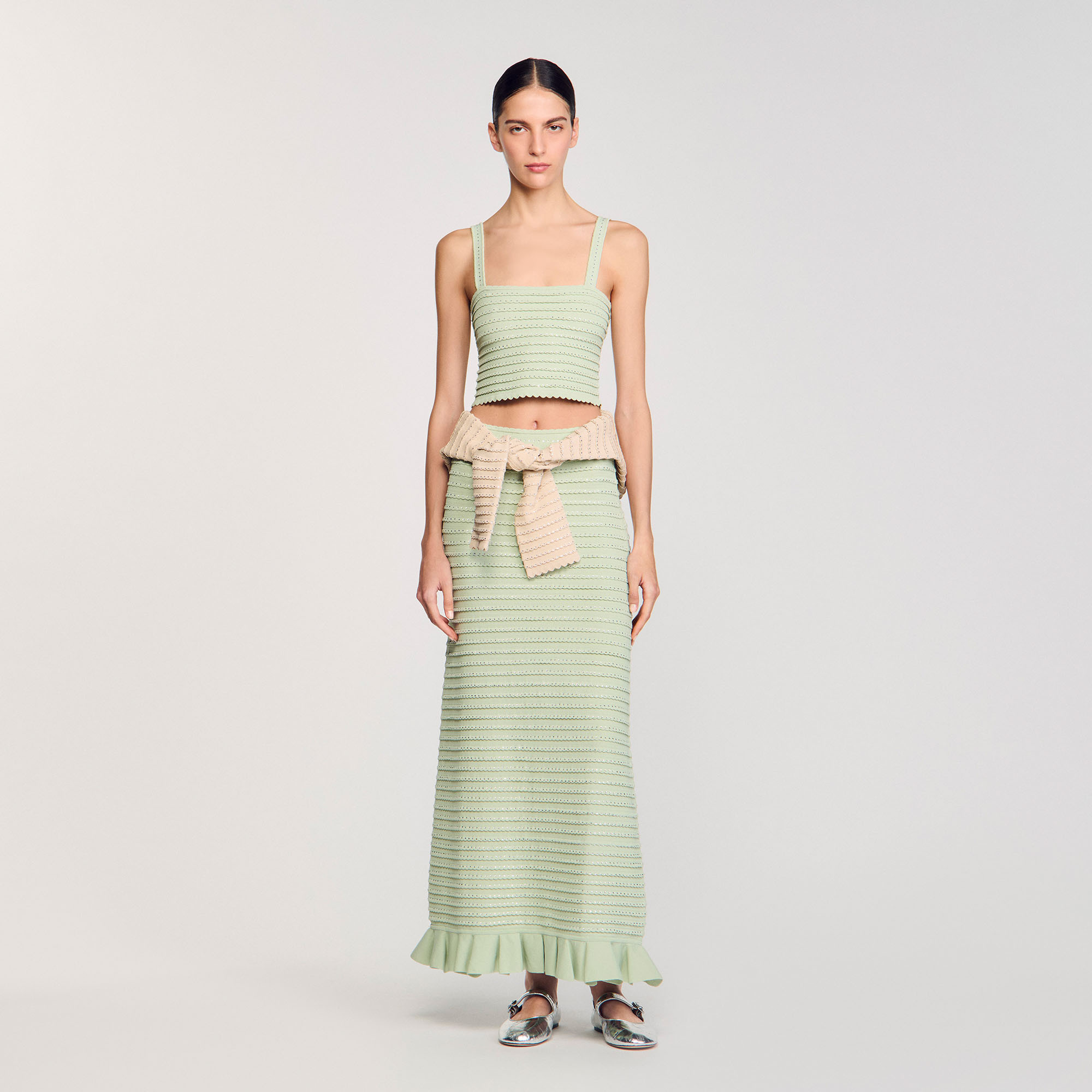 Rhinestone knit crop top | Sandro US | Sandro-Paris US