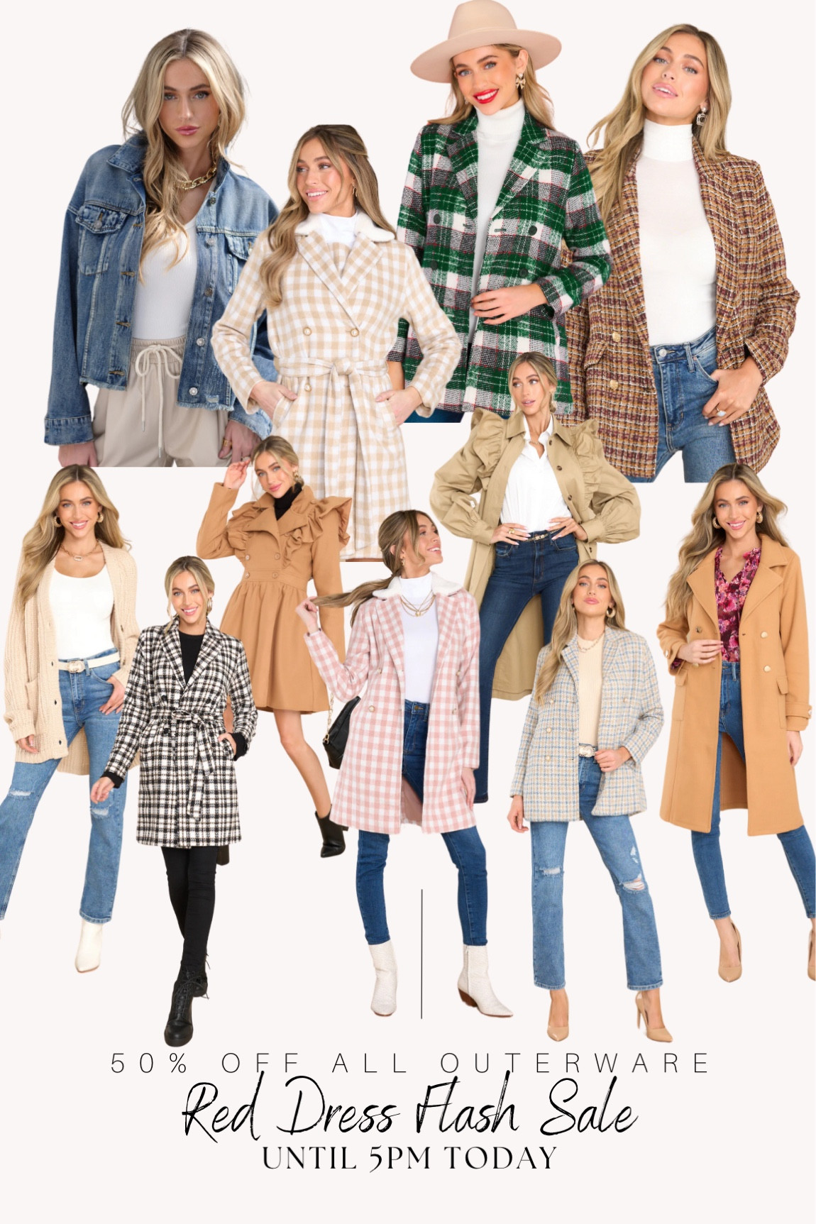 Flash sale!! 50% off all outerware until 5pm today only!! Hurry before the sale ends!

#LTKsalealert #LTKSeasonal #LTKHoliday