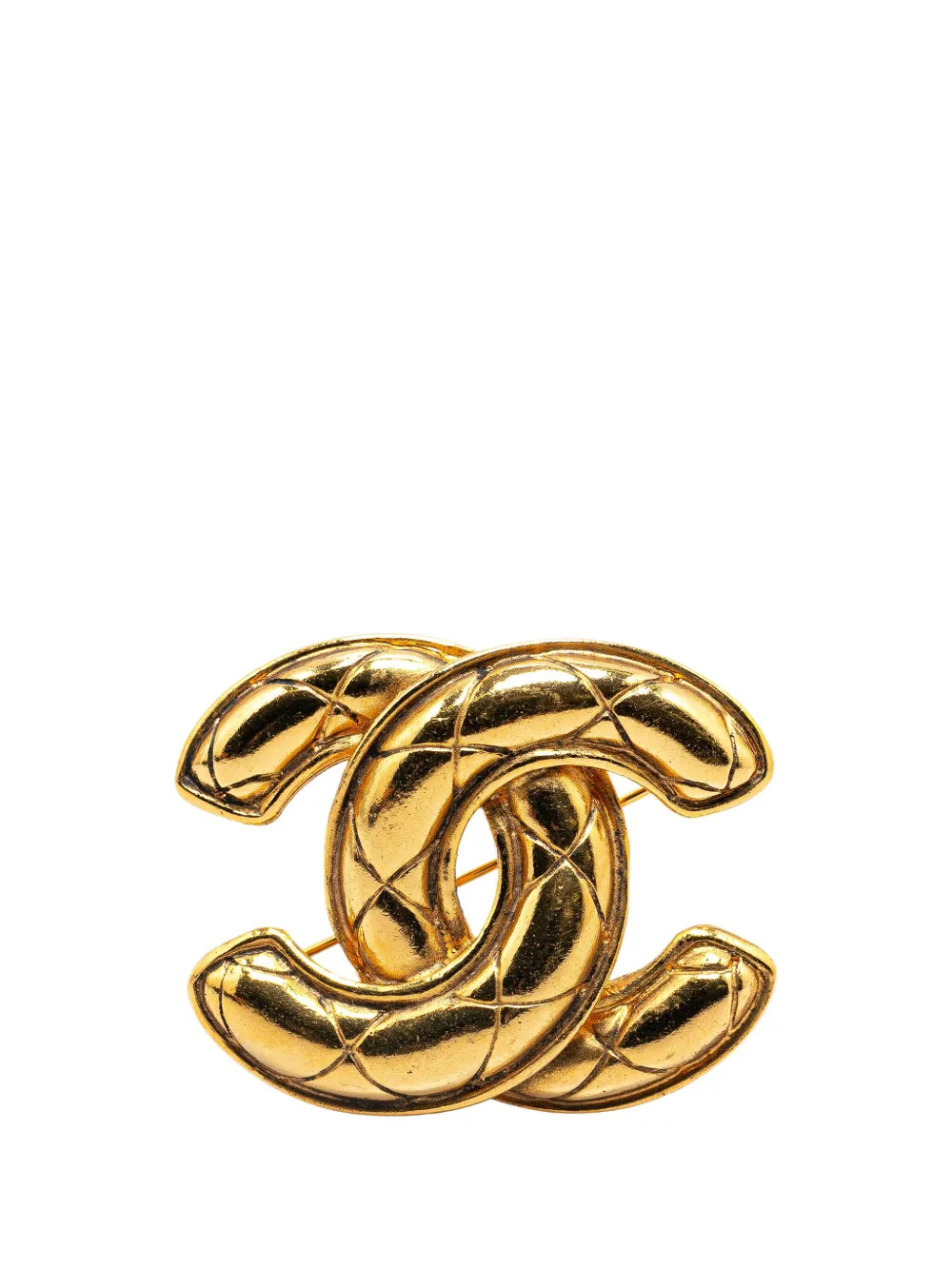 1970-1980 Gold Plated CC Quilted costume brooch | Farfetch Global