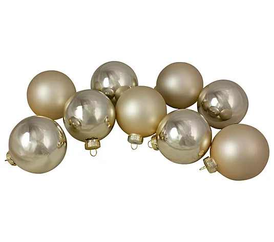 Northlight 9-Ct Champagne Gold 2-Finish Glass Ball Ornaments | QVC