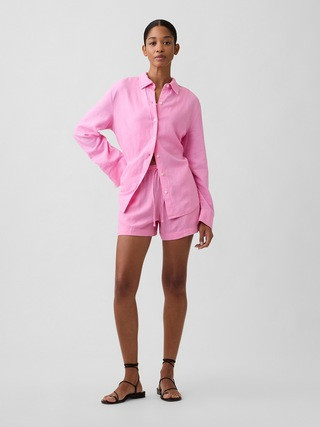 4" High Rise Pull-On Linen-Blend Shorts | Gap Factory | Gap Factory