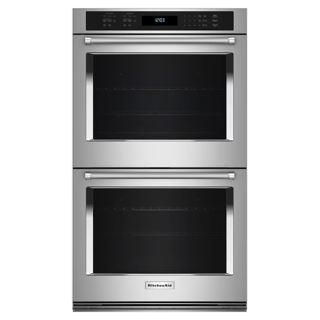 KitchenAid 30-in Double Electric Wall Oven with Air Fry Single-fan and Self-cleaning (Stainless S... | Lowe's