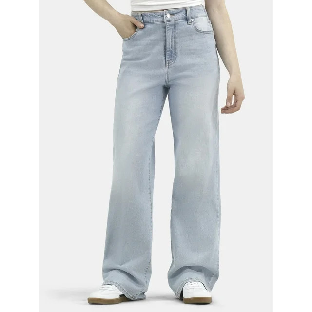 No Boundaries High Rise Baggy Wide Leg Jeans, 32'' Inseam, Women’s and Women's Plus - Walmart.c... | Walmart (US)