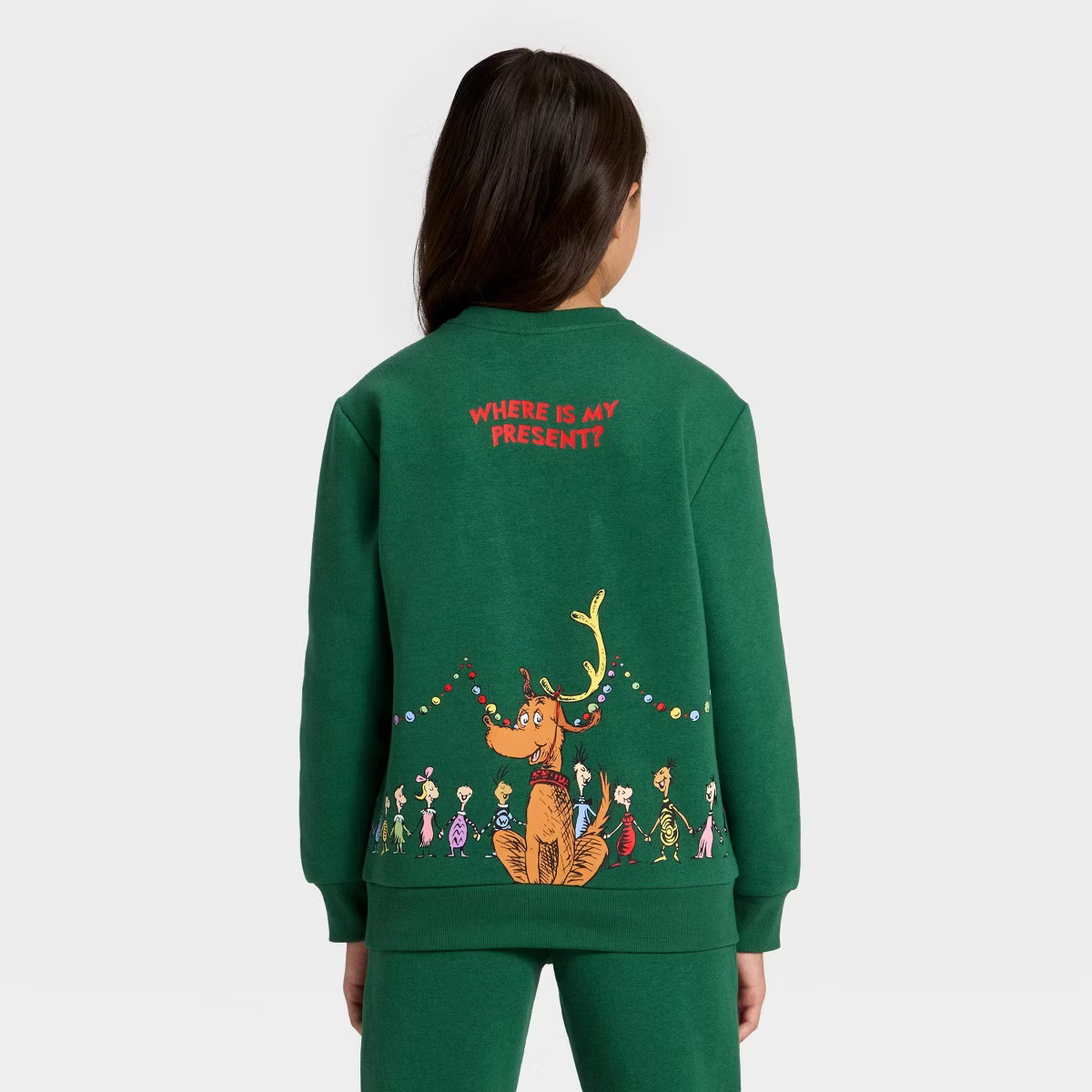 Kids' Dr. Seuss The Grinch Evergreen Fleece Graphic Sweatshirt - Dark Green S | Target