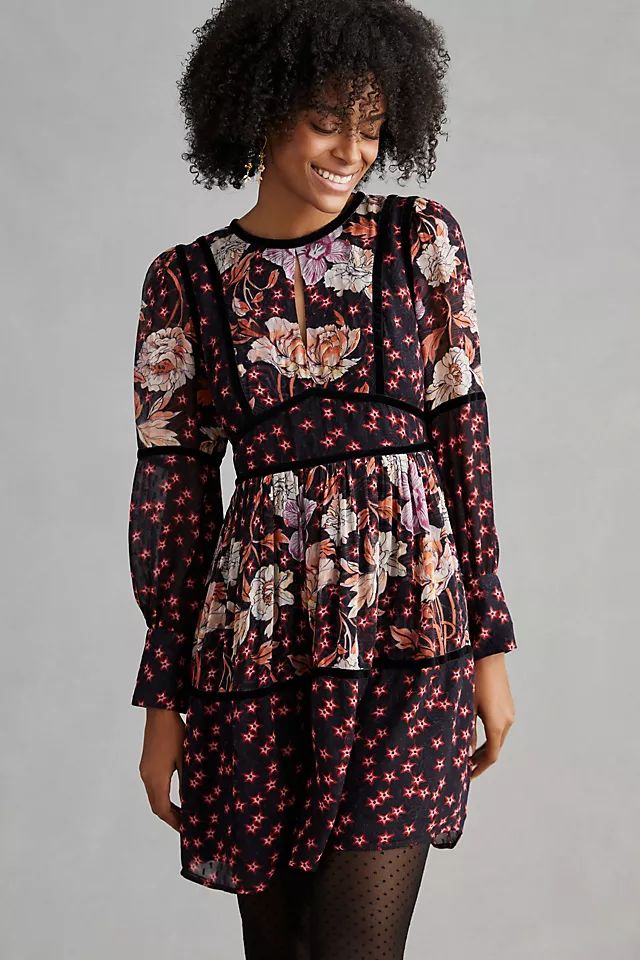 Temperley London x Anthropologie Mixed-Print Tiered Mini Dress | Anthropologie (US)
