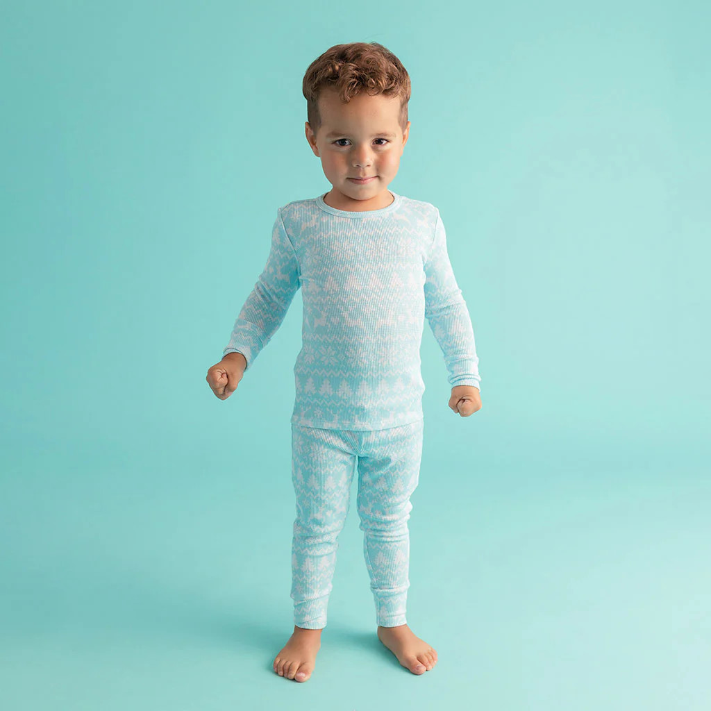 Fair Isle Blue Long Sleeve Toddler Pajamas | Tedrick | Posh Peanut