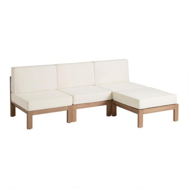 Eucalyptus Segovia 5 Piece Modular Outdoor Sofa and Ottoman | World Market