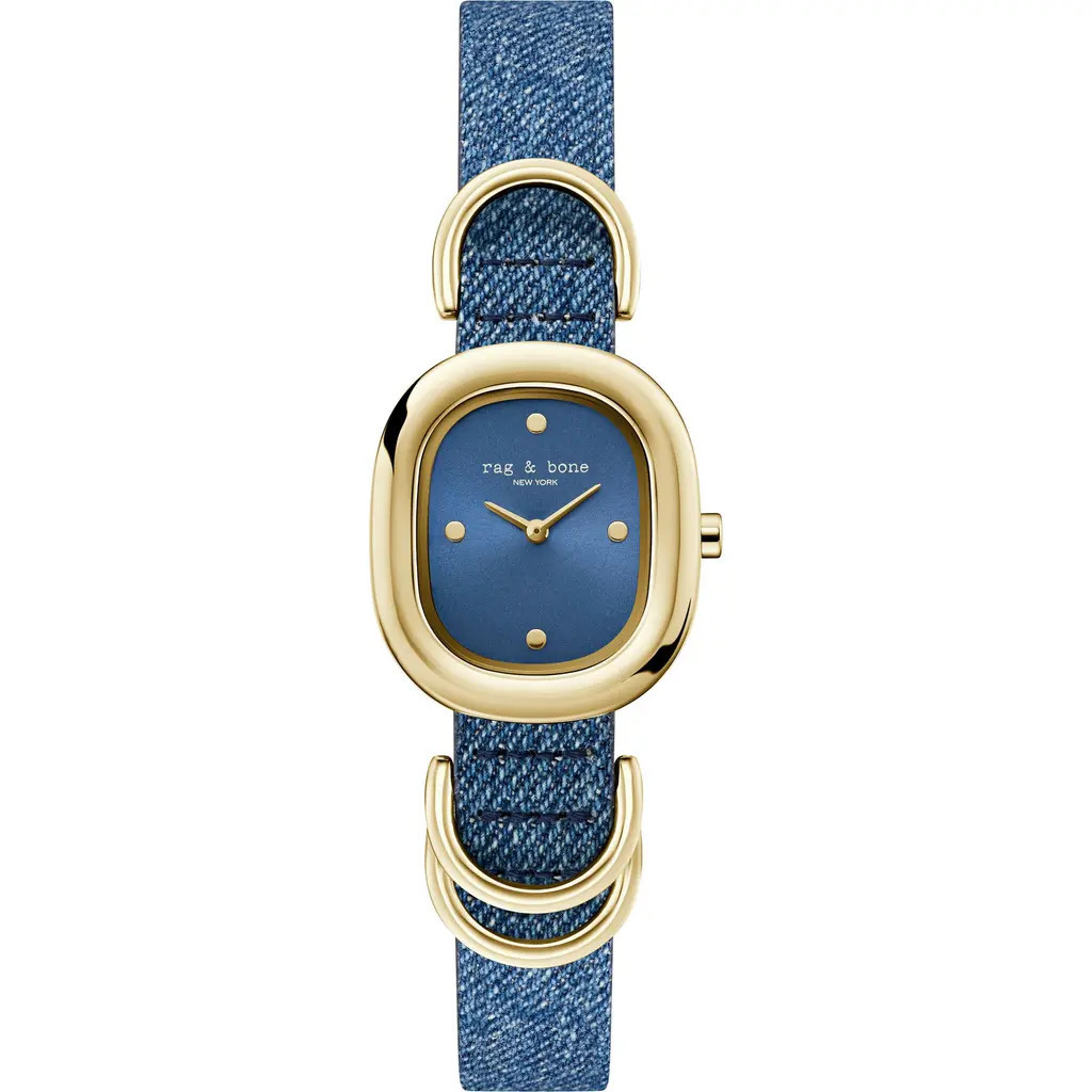 rag & bone Rory Denim Strap Watch, 25mm in Blue at Nordstrom | Nordstrom