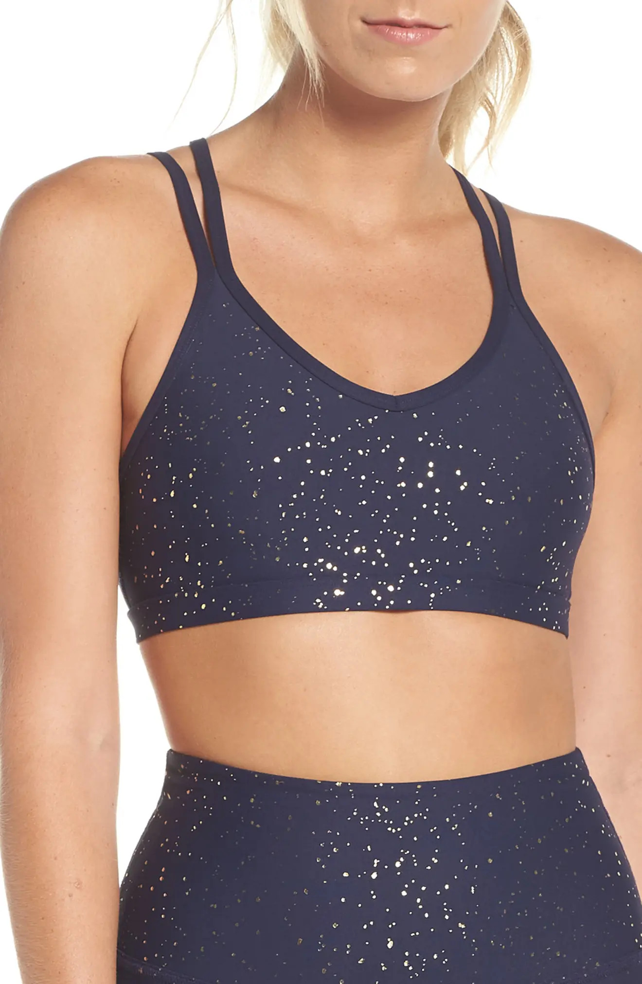 Beyond Yoga Double Back Alloy Speckled Bra | Nordstrom