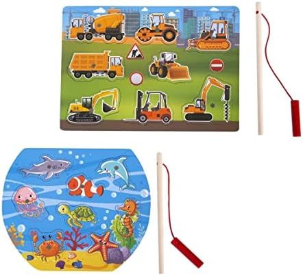 ExploraToy Magnet Fishing Puzzle - Magnetic Fishing Game Puzzle Ocean Animals and Engineering Veh... | Amazon (US)