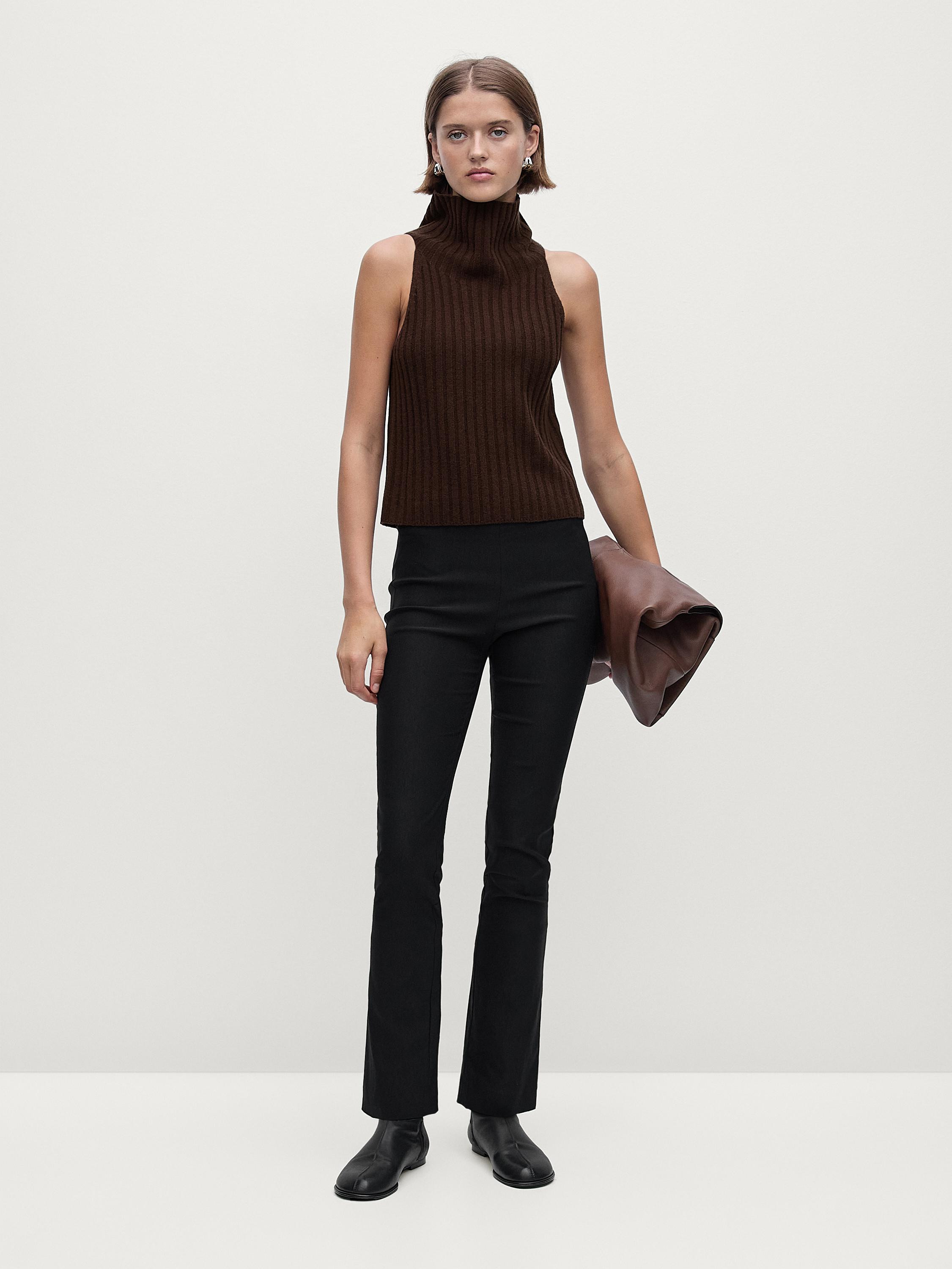 High neck ribbed top | Massimo Dutti UK