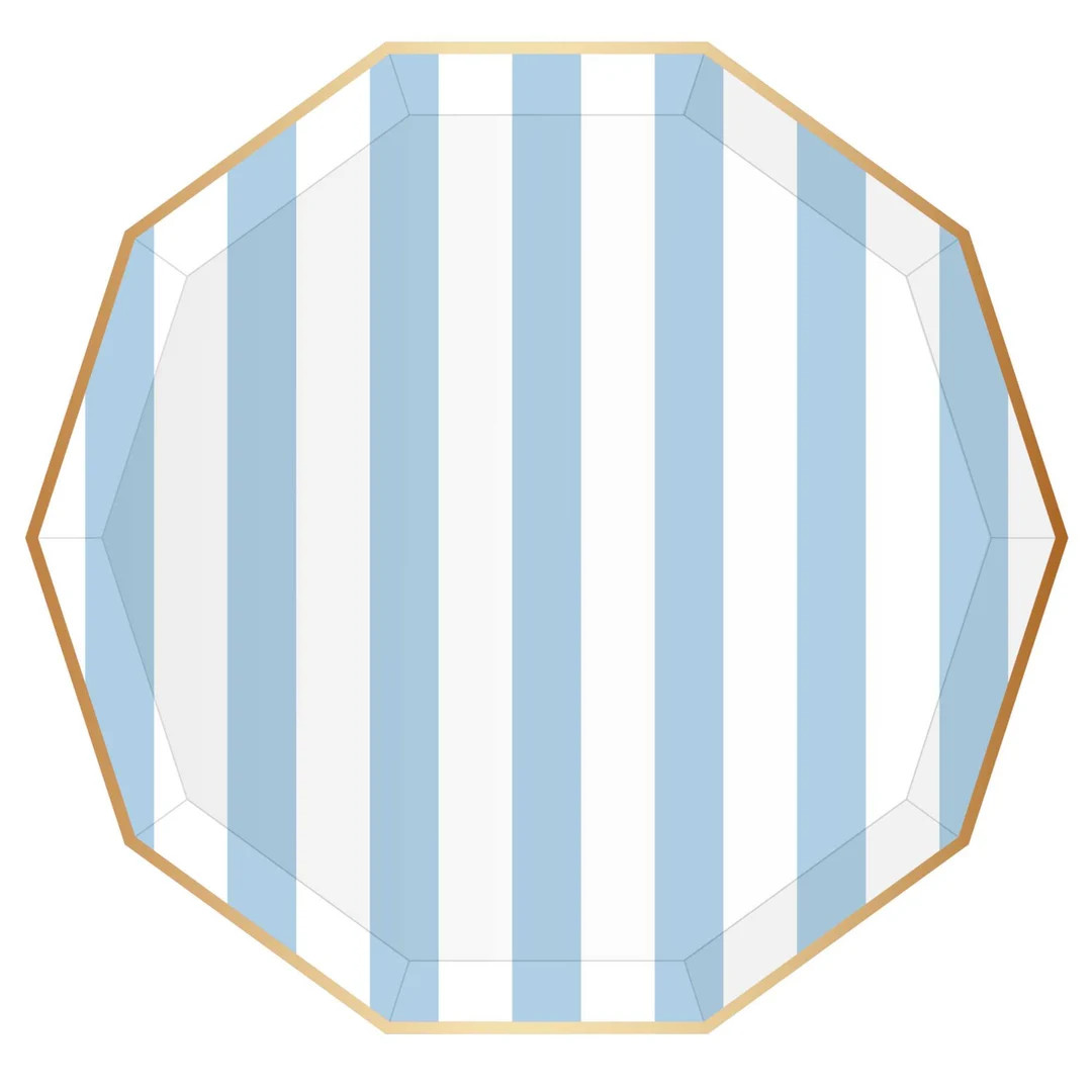 Blue Cabana Stripe Dinner Plates - Etsy | Etsy (US)