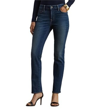 Twill Denim Mid-Rise Straight Ankle Jeans | Dillard's