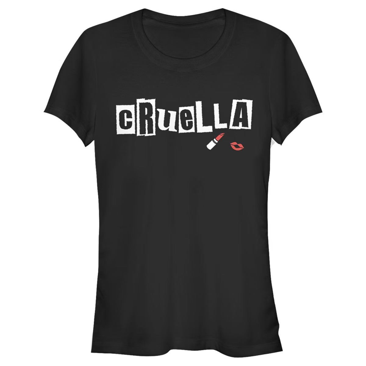 Juniors Womens Cruella Lipstick Logo T-Shirt | Target