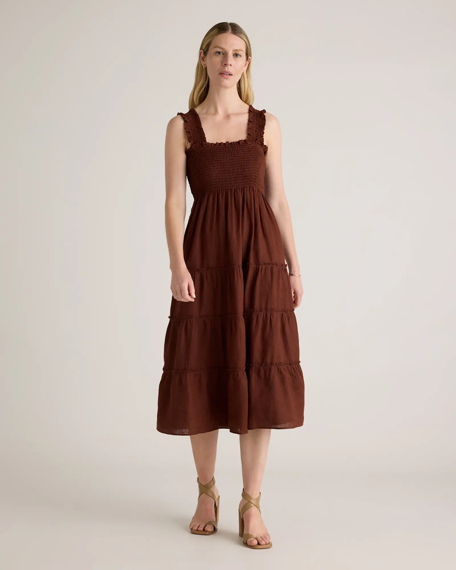100% European Linen Smocked Midi Dress | Quince