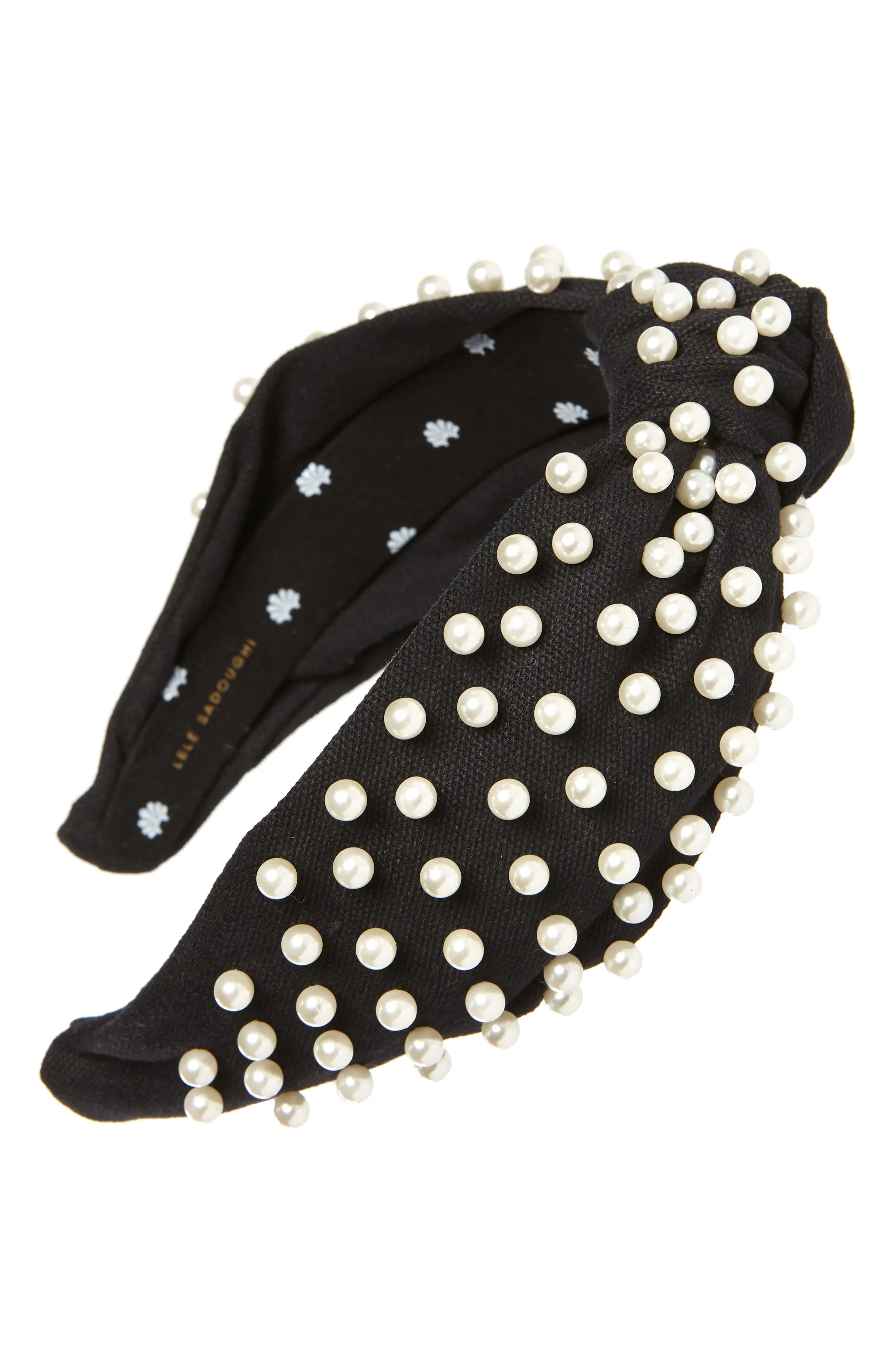 Lele Sadoughi Imitation Pearl Headband in Jet at Nordstrom | Nordstrom