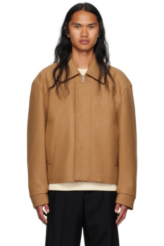 Tan Spread Collar Jacket | SSENSE