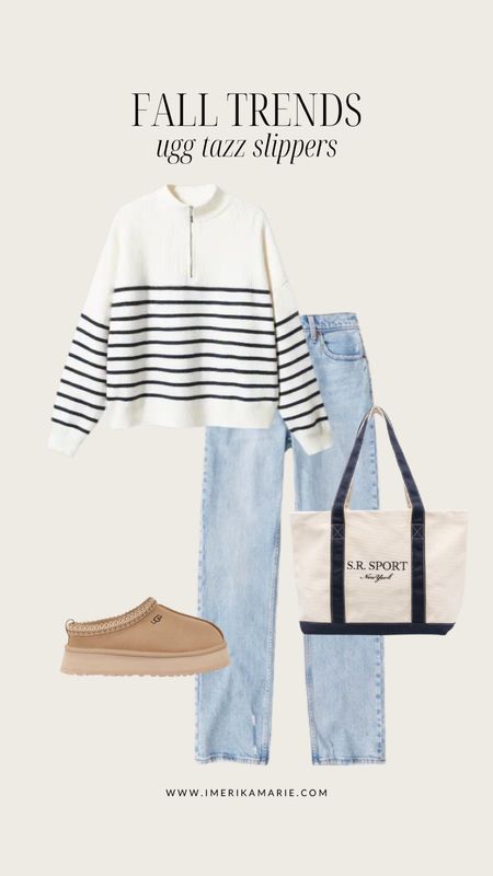 fall fashion trends. abercrombie and fitch jeans. ugg tazz slippers mustard seed. fall outfit. mango pullover. sporty and rich tote bag. 

#LTKstyletip #LTKunder100 #LTKSeasonal