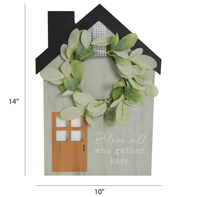 Way To Celebrate Harvest Hanging Sign, Bless Our Home Cottage Signs With Wreath, 14" | Walmart (US)