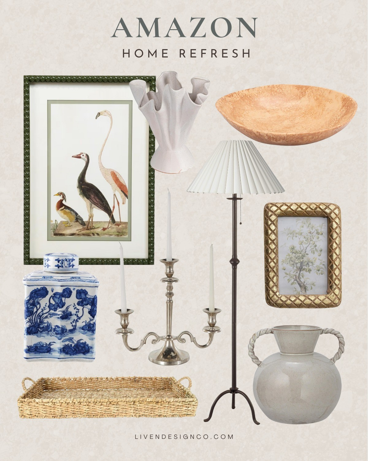 Amazon home decor. Chinoiserie decor. Blue and white ginger jar. Decorative bowl. Living room. Wall art. Modern vase. Candle holders. Picture frame. 

#LTKSeasonal #LTKHome #LTKSaleAlert