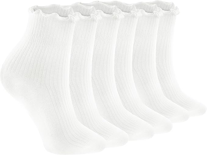 Ruffle Socks Women,Soft Frilly Socks for Women Girl Ankle Socks Lettuce Edge Socks Casual Knit Cr... | Amazon (US)