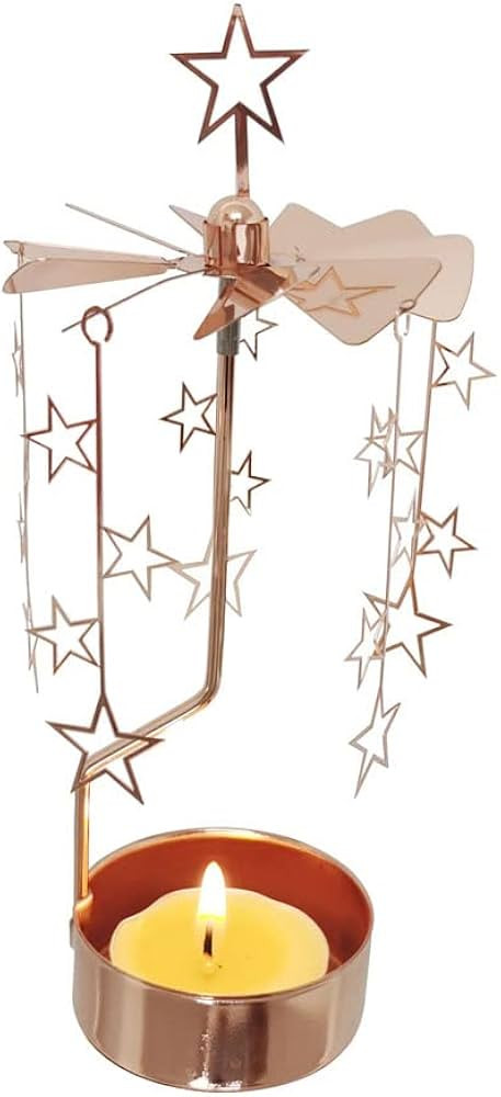 Rotary Candle Holder Spinning Candleholder Tea Light Candle Powered Carousel Small Gift (Rose Gol... | Amazon (US)