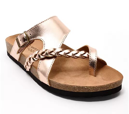 White Mountain Leather Toe-Post Slide Sandals- Handpick - QVC.com | QVC