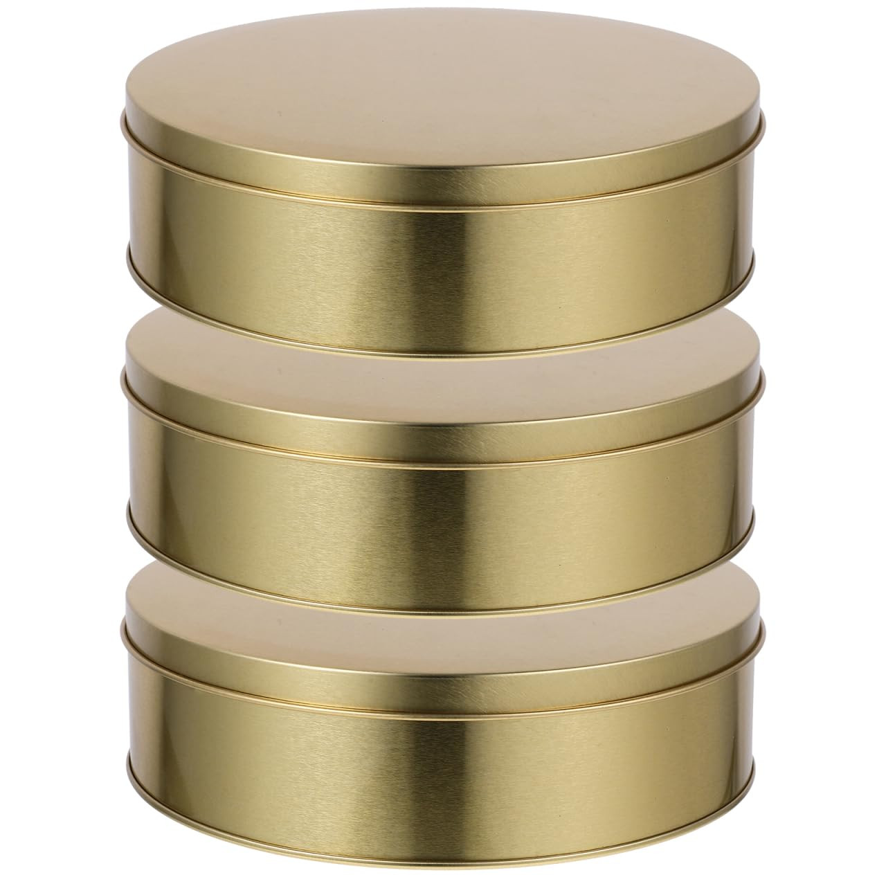 Cabilock 3pcs Cookie Tins with Lids, Round Tinplate Candy Boxes, Christmas Treats Decorative Boxes, Metal Containers for Cookies, Candy, Snacks (Golden) | Amazon (US)