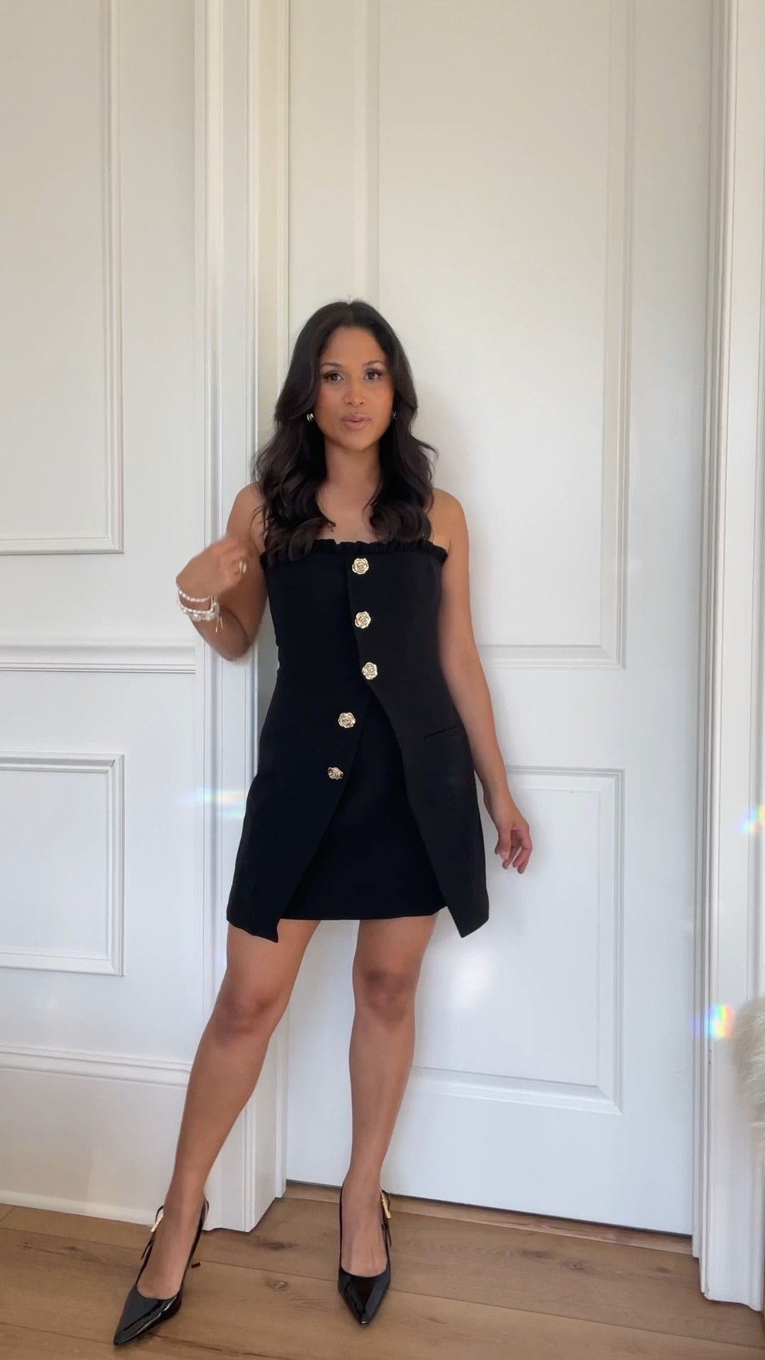 Chic black & gold dress for spring! I absolutely love the gold button details. Wearing sz small here!
#revolve #lbd #blackdress #springdress 


#LTKStyleTip #LTKWatchNow #LTKPetite