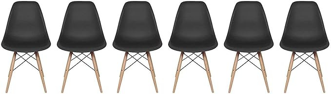 Inspirer Studio® Set of 6 New 17 inch SeatDepth Eiffel Style Side Chair with Natural Wood Legs E... | Amazon (CA)