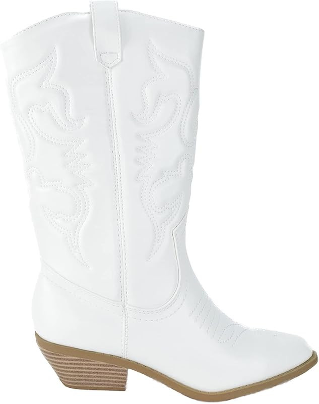 Soda Reno Women Western Cowboy Pointed Toe Knee High Pull On Tabs Boots | Amazon (US)