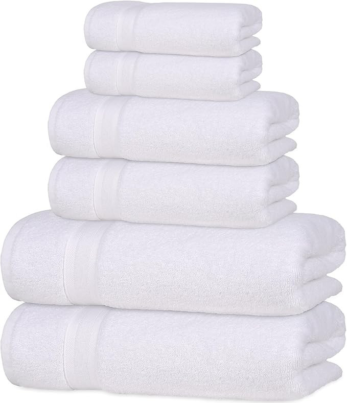 Quick-Dry, Soft & High Absorbent Bath Towels Cotton Turkish Bath Towel Set of 6 | Daily Use 100% ... | Amazon (US)