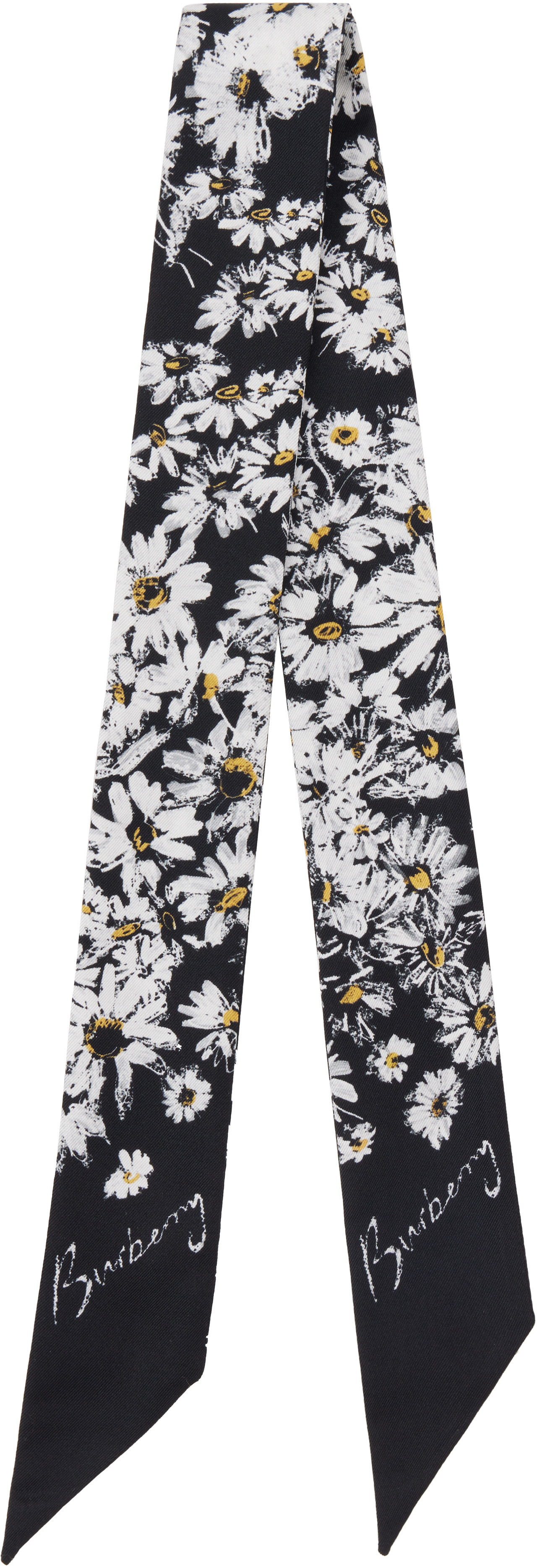 Burberry Black Thin Silk Scarf | SSENSE