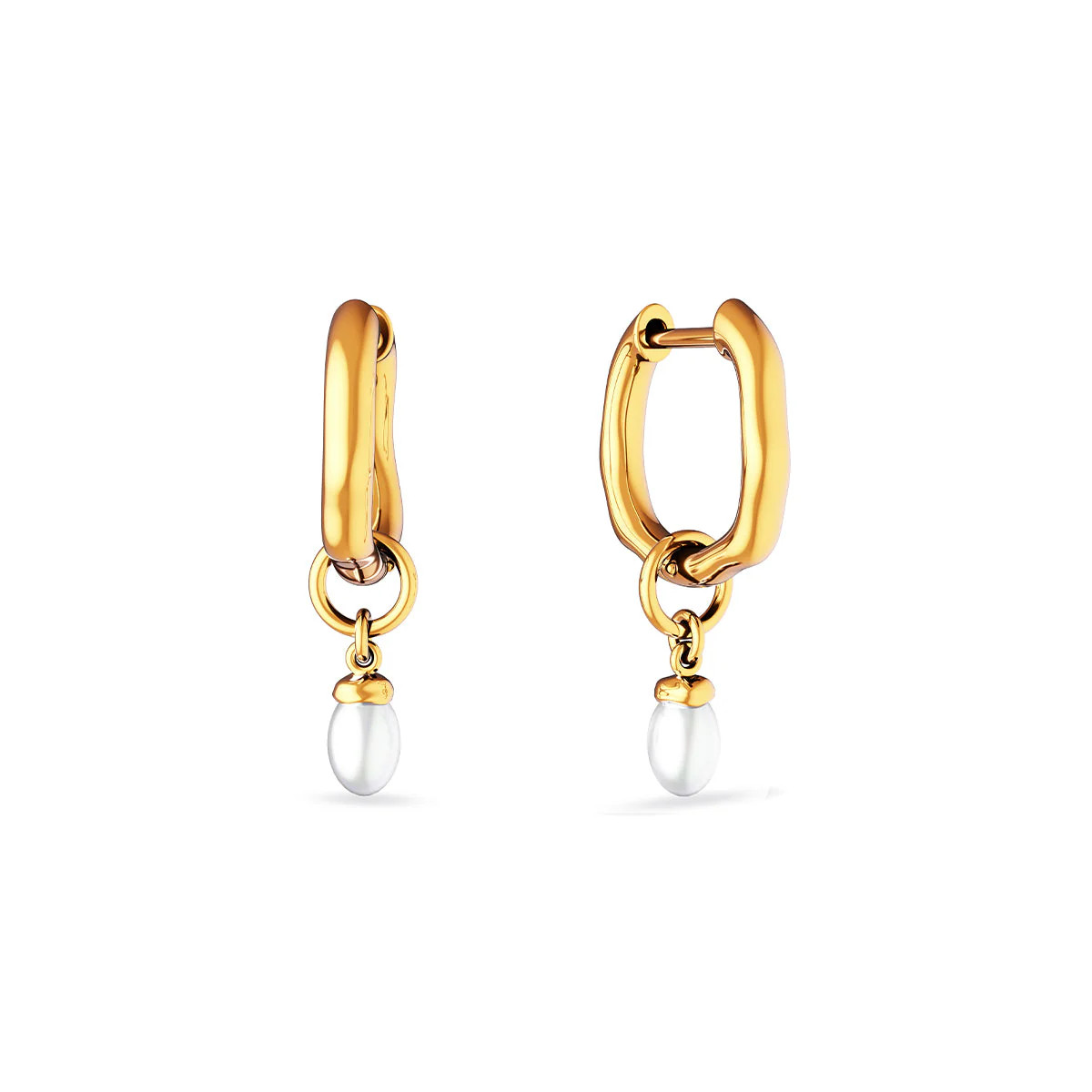 Fine Organic Pearl Huggie Earring (Gold) | Abbott Lyon
