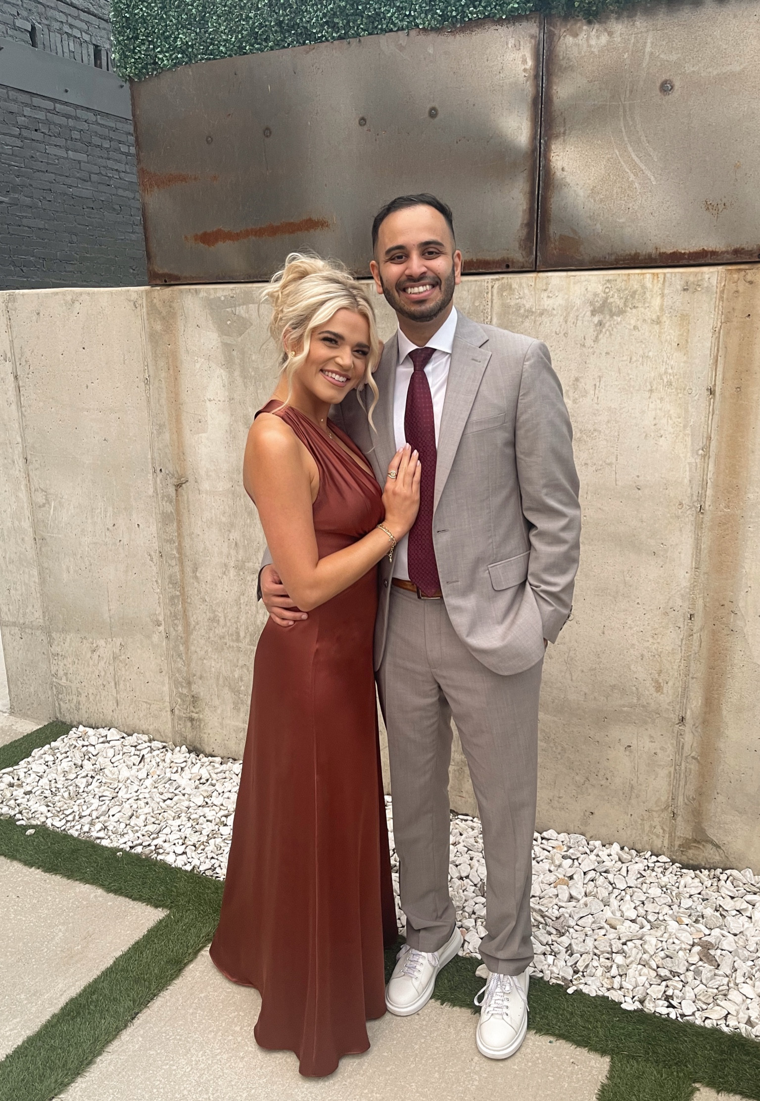 gorgeous wedding guest or bridesmaid dress! Looks like the rust version of andi’s dress from how to loose a guy in 10 days! 
The actual dress is by revelry! Linked similar options!  
- Made to order, so definitely need to order in advance! 
- wearing a size 2 
- true to size
- I’m 5’4 wearing 3 inch heels and had it hemmed